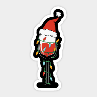 Wine Christmas Lights Santa Sticker